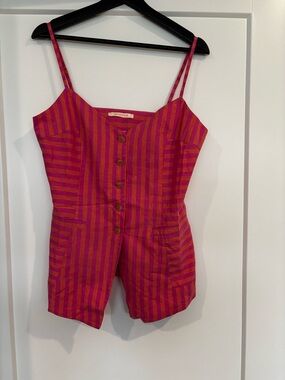 Striped Button-Front Pink & Orange Top size Large